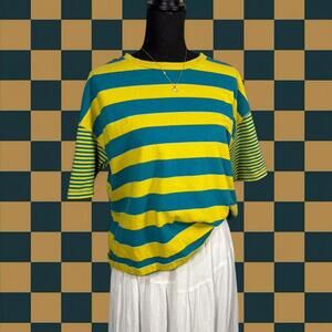 ❤️BDG Blue and Yellow Striped Cropped Tee❤️